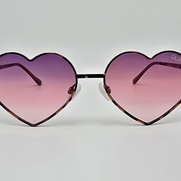 Quay Australia Heartbreaker Tortoise Frame Purple Fade Heart Lens Sunglasses - Picture 2 of 13